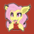 Size: 4000x4000 | Tagged: safe, artist:partypievt, fluttershy, bat pony, pegasus, pony, g4, apple, bat ponified, blushing, fangs, female, flutterbat, food, looking at you, obtrusive watermark, patreon, patreon reward, race swap, solo, sticker, tongue out, watermark, wingding eyes