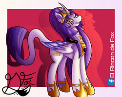 Size: 1250x1000 | Tagged: safe, artist:thedamneddarklyfox, oc, oc:royalis shine, alicorn, pony, alicorn oc, crown, hoof shoes, horn, jewelry, looking at you, peytral, red background, regalia, simple background, smiling, smiling at you, wings