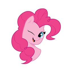 Size: 1200x1200 | Tagged: safe, artist:hogg_draws, pinkie pie, earth pony, pony, g4, bust, cute, diapinkes, female, looking at you, one eye closed, open mouth, portrait, simple background, solo, white background, wink
