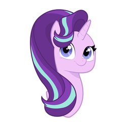 Size: 1200x1200 | Tagged: safe, artist:hogg_draws, starlight glimmer, pony, unicorn, g4, bust, cute, female, glimmerbetes, mare, portrait, simple background, smiling, solo, white background