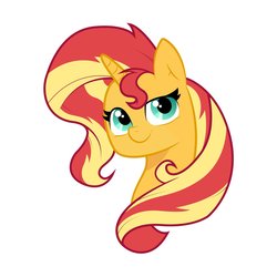 Size: 1200x1200 | Tagged: safe, artist:hogg_draws, sunset shimmer, pony, unicorn, g4, bust, cute, female, mare, portrait, shimmerbetes, simple background, smiling, solo, white background