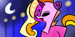 Size: 3000x1500 | Tagged: safe, anonymous artist, luster dawn, pony, g4, 4chan, abstract, drawthread, female, night, solo