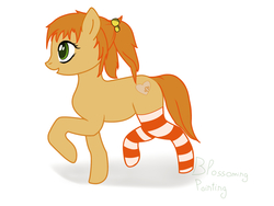 Size: 2250x1688 | Tagged: safe, artist:blossoming painting, pony, clothes, emi ibarazaki, female, katawa shoujo, mare, socks, solo, striped socks