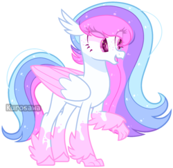 Size: 1527x1482 | Tagged: safe, artist:kurosawakuro, oc, oc only, classical hippogriff, hippogriff, base used, coat markings, colored pupils, colored wings, feathered fetlocks, female, magical lesbian spawn, multicolored hair, offspring, parent:princess skystar, parent:rainbow dash, raised claw, raised hoof, simple background, socks (coat markings), solo, transparent background