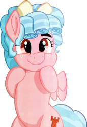 Size: 732x1069 | Tagged: safe, artist:phutashi, cozy glow, pegasus, pony, g4, bipedal, bow, cozybetes, cute, female, filly, freckles, hair bow, hoof on chin, looking at you, simple background, smiling, solo, spread wings, transparent background, wings
