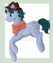 Size: 900x1062 | Tagged: safe, artist:thesuzucorn, scott green, pony, unicorn, equestria girls, g4, ascot, ear piercing, hat, piercing, ponified