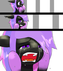 Size: 1600x1802 | Tagged: safe, artist:fluor1te, oc, oc only, oc:alilyia, bat pony, pony, bat pony oc, bawling, colored hooves, comic, comic strip, crying, emotional, fangs, feels, female, holding head, manga, manga reference, mare, sad, shocked, solo