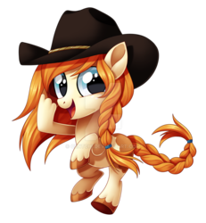Size: 1920x2078 | Tagged: safe, artist:centchi, oc, oc only, oc:rudy chimes, earth pony, pony, deviantart watermark, female, filly, hat, obtrusive watermark, simple background, solo, transparent background, watermark