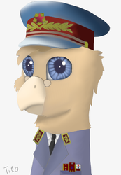 Size: 401x580 | Tagged: safe, artist:josipbrozbeforehoes, oc, oc only, oc:grover vi, griffon, equestria at war mod, communism, dictator, josip broz tito, solo