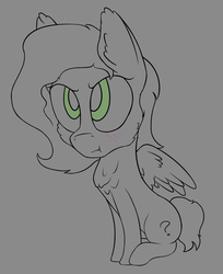 Size: 1282x1570 | Tagged: safe, artist:enragement filly, oc, oc only, oc:filly anon, pegasus, pony, blushing, female, filly, grumpy, monochrome, partial color, scrunchy face, sketch, solo