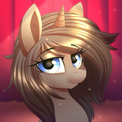 Size: 3000x3000 | Tagged: safe, artist:ask-colorsound, oc, oc only, oc:maya madrigal, pony, unicorn, bedroom eyes, female, high res, mare, solo, stage