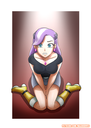 Size: 2480x3507 | Tagged: safe, artist:rambon7, diamond tiara, human, equestria girls, g4, adorasexy, boots, clothes, cover, cute, diamondbetes, ear piercing, earring, female, frown, gritted teeth, high res, humanized, jewelry, kneeling, looking at you, looking up, miniskirt, necklace, older, older diamond tiara, patreon, pendant, piercing, pleading, raised eyebrow, sexy, shoes, sitting, skirt, solo, surprised, thighs, wide eyes