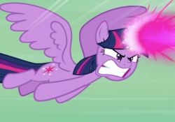 Size: 1000x700 | Tagged: safe, screencap, twilight sparkle, alicorn, pony, g4, the ending of the end, angry, blast, cropped, female, flying, magic, magic beam, magic blast, mare, solo, twilight sparkle (alicorn)