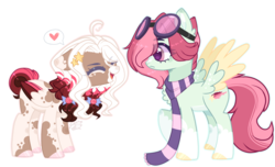 Size: 3340x2032 | Tagged: safe, artist:sugaryicecreammlp, oc, oc only, oc:celestial star, oc:sugary icecream, pegasus, pony, alternate design, clothes, female, goggles, high res, mare, scarf, simple background, transparent background