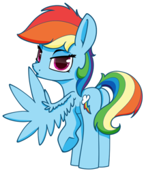 Size: 610x714 | Tagged: safe, artist:dacaoo, rainbow dash, pegasus, pony, g4, dock, female, looking at you, looking back, looking back at you, mare, raised hoof, simple background, solo, transparent background