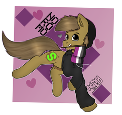 Size: 836x790 | Tagged: safe, artist:suchalmy, oc, oc only, oc:almond evergrow, earth pony, pony, aromantic, asexual, asexual awarness week, asexuality, demisexual pride flag, male, no romo, pride, solo, stallion