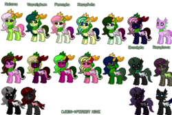 Size: 900x600 | Tagged: safe, artist:kabelpodtehpony, oc, oc:skittles, changeling queen, pony, pony town, albino changeling, changeling queen oc, double colored changeling, green changeling, pink changeling, ponysonas oc, purple changeling, red changeling