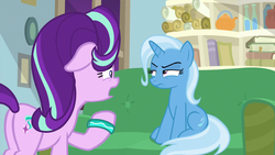 Size: 1280x720 | Tagged: safe, screencap, starlight glimmer, trixie, pony, g4, student counsel, book, butt, couch, floppy ears, glimmer glutes, plot, scroll, starlight's office