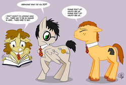 Size: 899x609 | Tagged: safe, artist:odduckoasis, pony, harry potter, harry potter (series), hermione granger, ponified, ron weasley