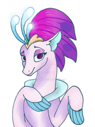 Size: 774x1032 | Tagged: safe, artist:lechu-zaz, queen novo, seapony (g4), g4, my little pony: the movie, crown, female, fins, jewelry, looking at you, obtrusive watermark, regalia, simple background, smug, solo, transparent background, watermark