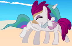 Size: 910x584 | Tagged: safe, artist:k3elliebear, princess celestia, queen novo, g4, my little pony: the movie, cute, female, lesbian, novolestia, shipping, young, younger