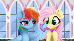 Size: 780x438 | Tagged: safe, artist:livitoza, fluttershy, rainbow dash, pegasus, pony, g4, the ending of the end, donut, duo, food, scene interpretation, wing hands, wings