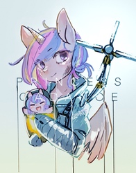 Size: 1267x1617 | Tagged: safe, artist:toki, princess cadance, princess flurry heart, alicorn, pony, g4, bust, clothes, cosplay, costume, crossover, cute, death stranding, eyes closed, flurrybetes, open mouth, sword, weapon
