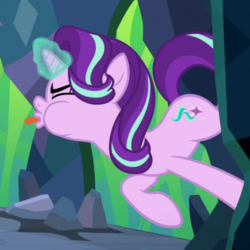 Size: 700x700 | Tagged: safe, screencap, starlight glimmer, pony, unicorn, g4, the ending of the end, cropped, female, mare, puffy cheeks, raspberry, solo, tongue out