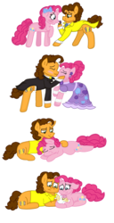 Size: 1400x2728 | Tagged: safe, artist:snoopy7c7, cheese sandwich, li'l cheese, pinkie pie, earth pony, pony, g4, the last problem, clothes, dress, engagement ring, female, kissing, male, marriage, pregnant, ring, ship:cheesepie, shipping, straight, wedding, wedding dress, wedding ring