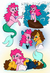 Size: 2094x3021 | Tagged: safe, artist:bella-pink-savage, cheese sandwich, pinkie pie, pony, g4, disney, female, high res, male, partiel, ship:cheesepie, shipping, straight, the little mermaid