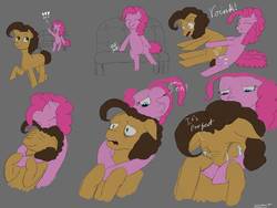 Size: 1032x774 | Tagged: safe, artist:kaderpow, cheese sandwich, pinkie pie, earth pony, pony, g4, duo, female, male, ship:cheesepie, shipping, straight