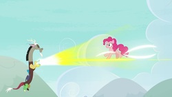 Size: 1920x1080 | Tagged: safe, screencap, discord, pinkie pie, pony, g4, the ending of the end, grogar's bell