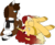Size: 964x794 | Tagged: safe, artist:69beas, oc, oc only, oc:jessie feuer, oc:luke pineswood, alicorn, pegasus, pony, clothes, coat markings, collar, colored hooves, digital art, duo, female, fluffy, folded wings, hoof fluff, looking at each other, lying down, male, mare, pinto, scarf, simple background, stallion, transparent background, wings