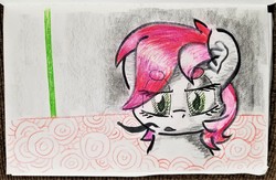 Size: 1905x1245 | Tagged: safe, artist:shoeunit, roseluck, earth pony, pony, g4, bust, female, mare, solo, traditional art