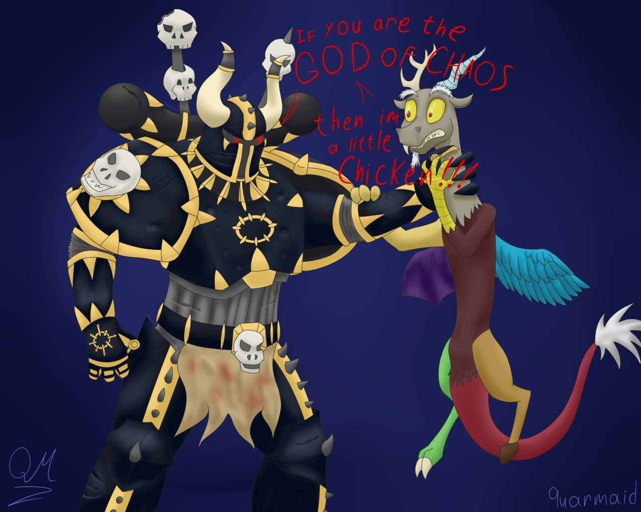 safe, artist:quarmaid, discord, draconequus, chaos, chaos space marine, cro...