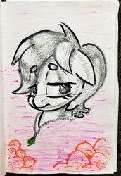 Size: 1312x1911 | Tagged: safe, artist:shoeunit, roseluck, earth pony, pony, g4, bust, female, jewelry, mare, necklace, solo, traditional art