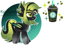 Size: 1024x735 | Tagged: safe, artist:kazziepones, oc, oc only, oc:phantom frapuccino, bat pony, pony, female, mare, reference sheet, solo