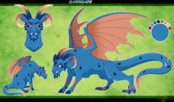 Size: 1620x945 | Tagged: safe, artist:bijutsuyoukai, oc, oc only, oc:barricade, hybrid, dragon hybrid, interspecies offspring, magical gay spawn, offspring, parent:dragon lord torch, parent:grogar, reference sheet, solo