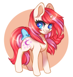 Size: 861x899 | Tagged: safe, artist:cabbage-arts, moondancer (g1), pony, unicorn, g1, bow, cute, dancerbetes, female, smiling, solo, tail bow