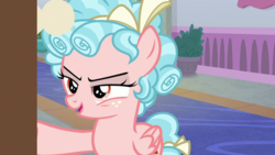 Size: 640x360 | Tagged: safe, screencap, cozy glow, pegasus, pony, g4, school raze, season 8, cropped, female, filly, mare, smiling, solo, watching, wings