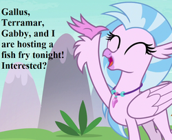 Size: 784x638 | Tagged: safe, edit, edited screencap, editor:korora, screencap, silverstream, hippogriff, g4, non-compete clause, bronybait, cropped, cute, diastreamies, female, implied gabby, implied gallus, implied terramar, jewelry, necklace, solo, speech
