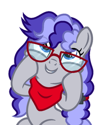Size: 695x816 | Tagged: safe, artist:rioshi, artist:starshade, oc, oc only, oc:cinnabyte, earth pony, pony, bandana, female, glasses, mare, pigtails, simple background, solo, white background