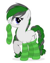 Size: 1237x1537 | Tagged: safe, artist:rioshi, artist:starshade, oc, oc only, oc:crosshair, earth pony, pony, clothes, female, mare, mouth hold, simple background, socks, solo, striped socks, white background