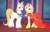 Size: 2786x1773 | Tagged: safe, artist:eqamrd, prince blueblood, pony, unicorn, g4, bedroom eyes, blonde, canterlot castle, clothes, dress, duality, evening dress, female, flower, gala dress, grand galloping gala, happy birthday mlp:fim, implied selfcest, implied transformation, implied transgender, implied transgender transformation, jewelry, looking at you, magic, male, mare, mlp fim's ninth anniversary, prince, princess, princess bluebelle, rose, royalty, rule 63, self ponidox, selfcest, shipping, stallion, text, tongue out