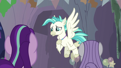 Size: 1280x720 | Tagged: safe, screencap, maud pie, starlight glimmer, terramar, classical hippogriff, earth pony, hippogriff, pony, unicorn, g4, student counsel, female, male