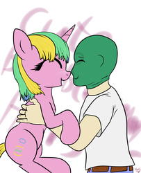 Size: 3000x3700 | Tagged: safe, artist:littlenaughtypony, oc, oc only, oc:anon, oc:constant time, pony, unicorn, boop, cute, high res, holding a pony, nuzzling