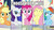 Size: 600x337 | Tagged: safe, edit, edited screencap, screencap, applejack, fluttershy, pinkie pie, rainbow dash, rarity, earth pony, pegasus, pony, unicorn, g4, my little pony: friendship is magic, season 9, sparkle's seven, caption, choose your wife, eyes closed, female, friendship throne, image macro, mare, memeful.com, remane five, text