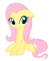 Size: 728x911 | Tagged: safe, artist:kimidorima, fluttershy, pony, g4, cute, female, floppy ears, mare, shyabetes, signature, simple background, sitting, solo, transparent background