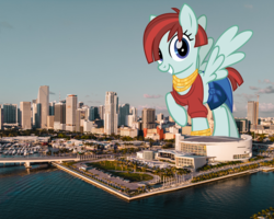 Size: 3344x2675 | Tagged: safe, artist:cheezedoodle96, artist:thegiantponyfan, edit, valley glamour, pegasus, pony, g4, female, florida, giant pegasus, giant ponies in real life, giant pony, giantess, high res, highrise ponies, irl, macro, mare, miami, photo, ponies in real life