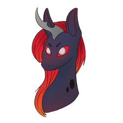 Size: 2000x2000 | Tagged: safe, artist:kitty_love, oc, oc only, oc:king phoenix embers, changeling, dracony, dragon, hybrid, pony, bust, high res, portrait, red changeling